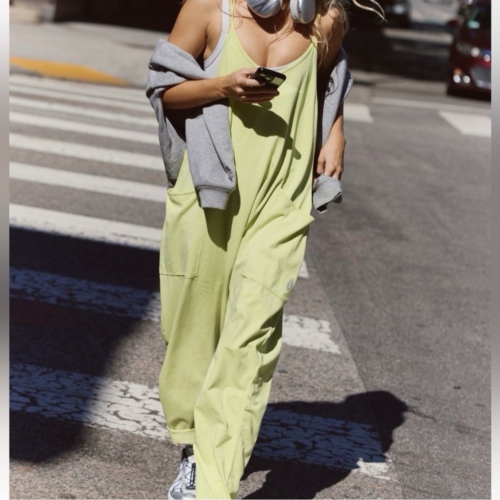 Free People FP Movement Hot Shot Jumpsuit Small In Honeydew Neon Green